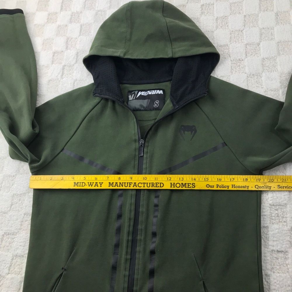 Venum Hoodie Sweatshirt Mens Small Green Full Zip MMA Fighting Training * - Picture 7 of 14